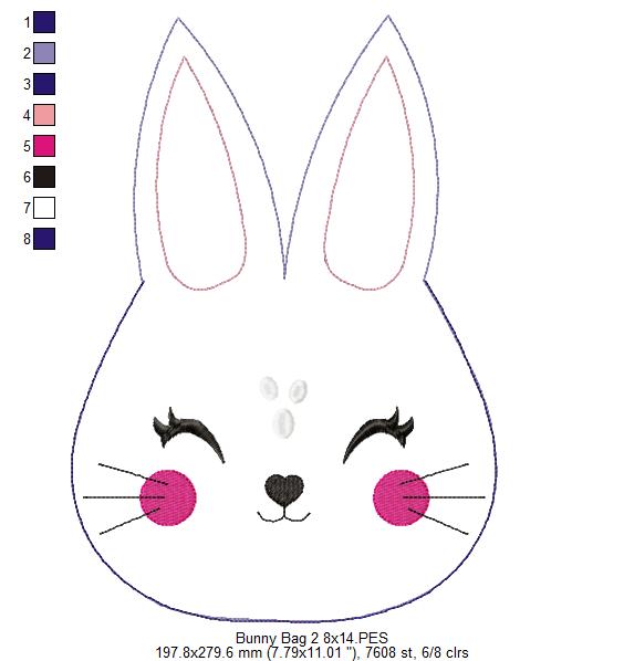 Cute Pink Bunny Candy Bag - ITH Project - Machine Embroidery Design