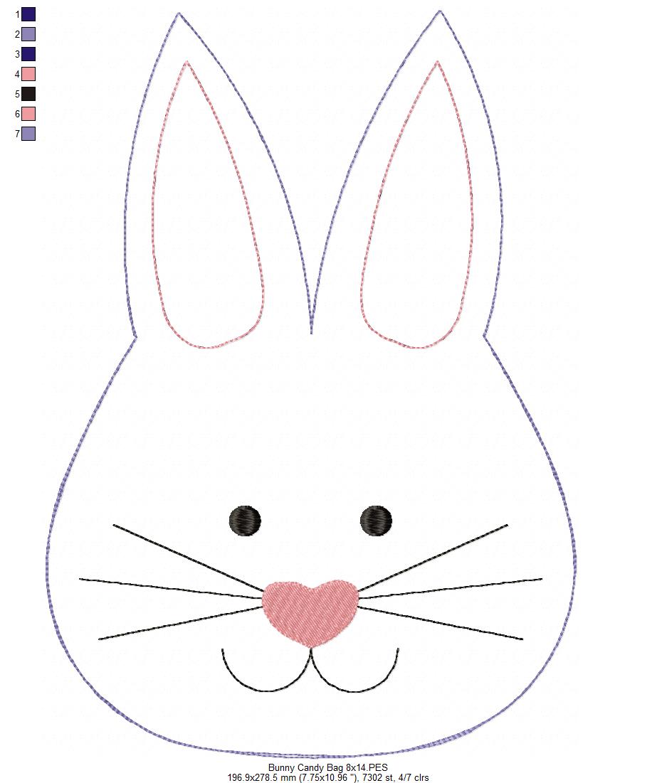 Cute Bunny Candy Bag - ITH Project - Machine Embroidery Design