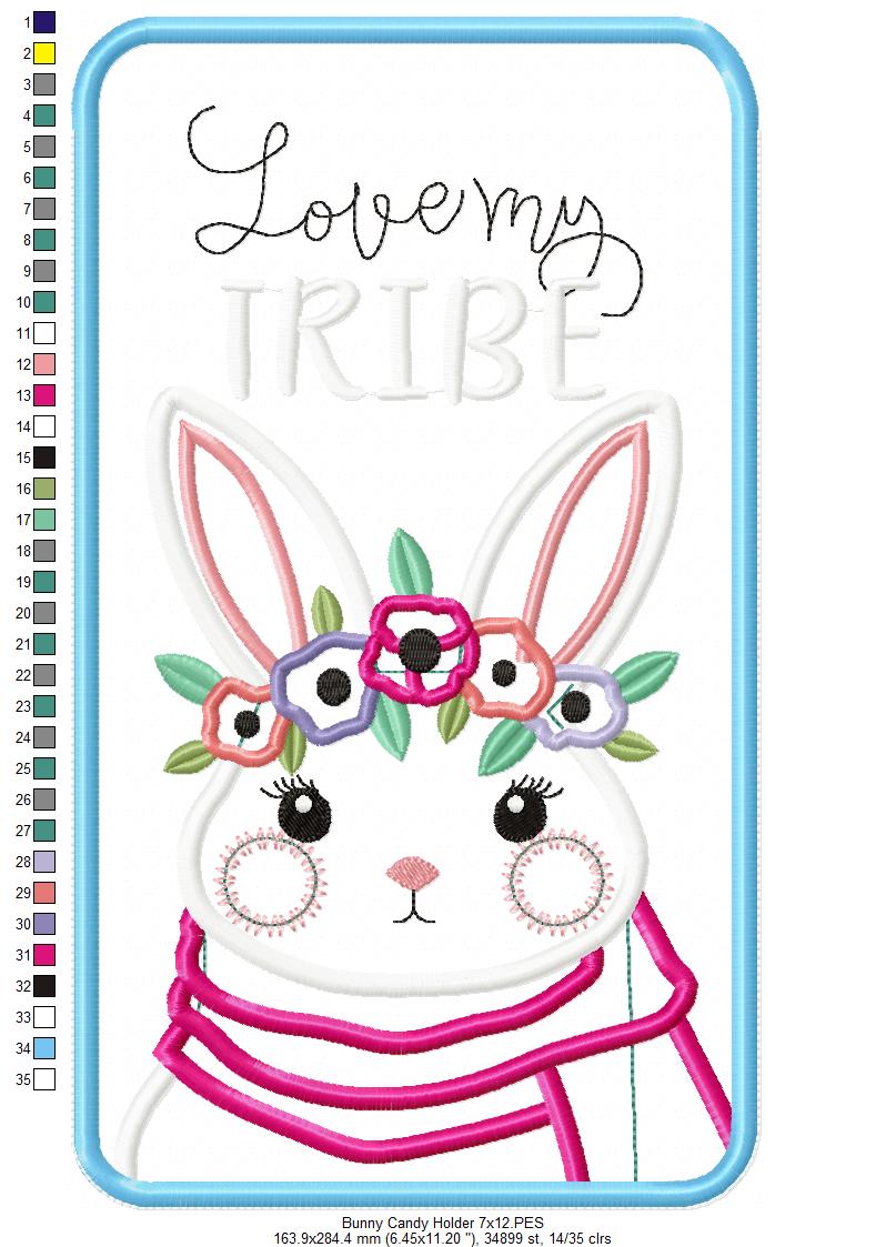 Boho Bunny Candy Holder - ITH Project - Machine Embroidery Design