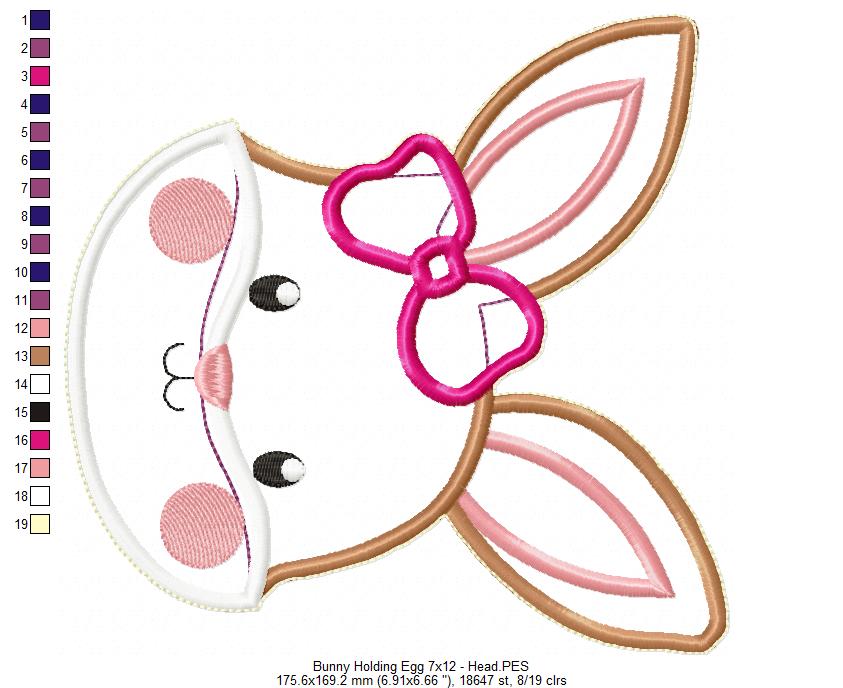 Bunny Girl holding Egg - ITH Project - Machine Embroidery Design