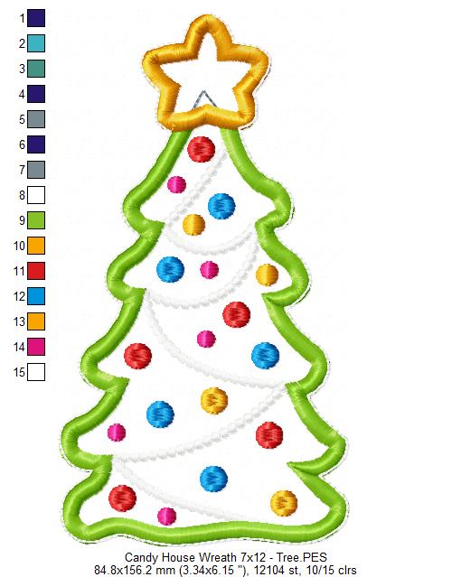 Christmas Candy House Wreath - ITH Project - Machine Embroidery Design