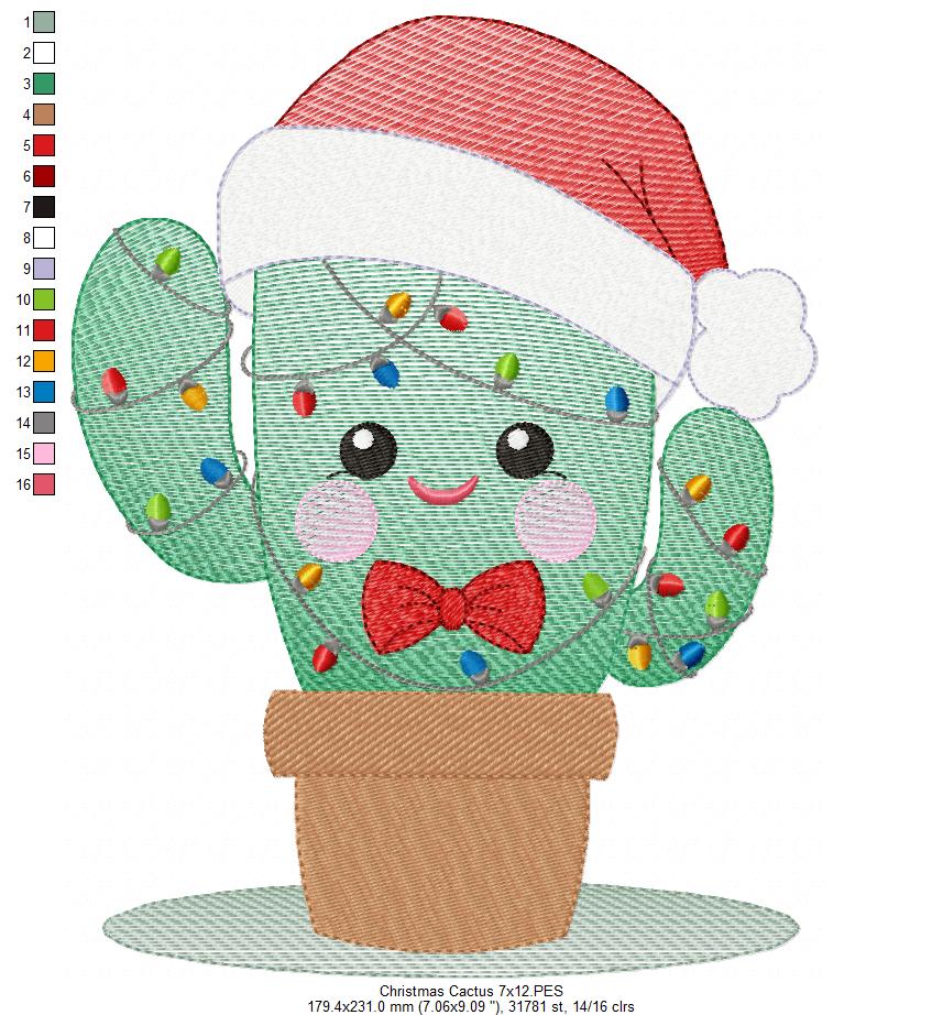 Christmas Cactus - Rippled Stitch - Machine Embroidery Design