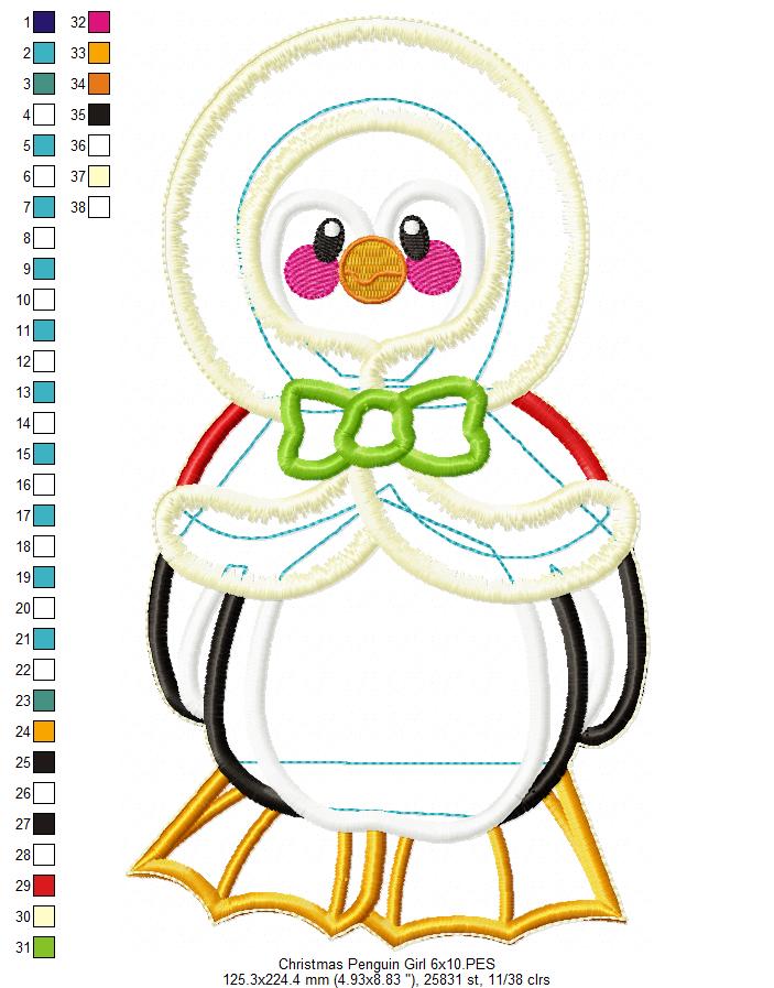 Christmas Penguins Vase Ornament Set - ITH Project - Machine Embroidery Design