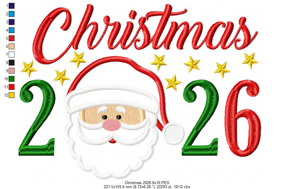 Santa's Christmas 2026 - Appliqué - Machine Embroidery Design
