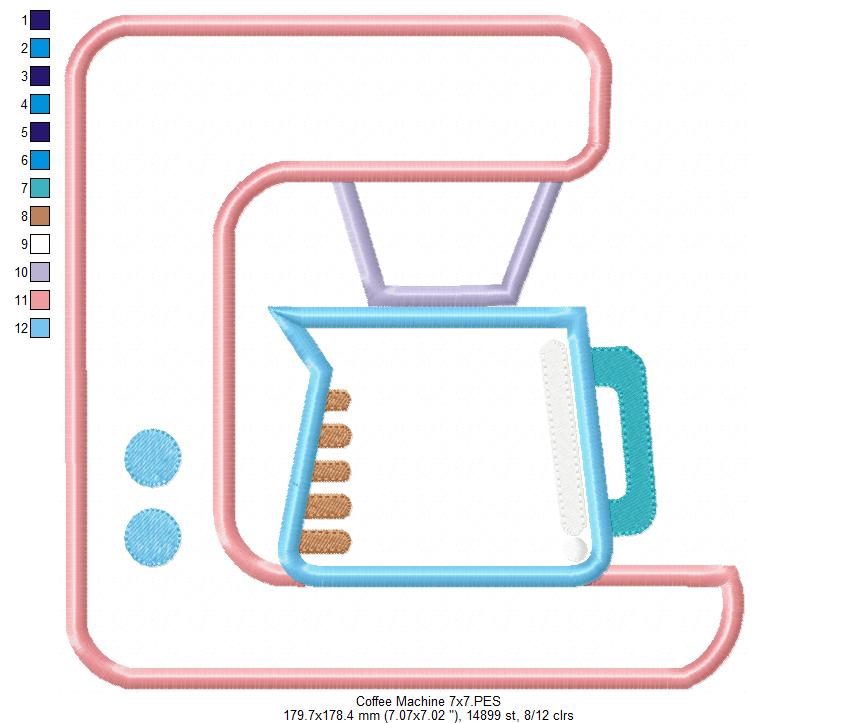 Cozy Coffee Machine - Appliqué - Machine Embroidery Design