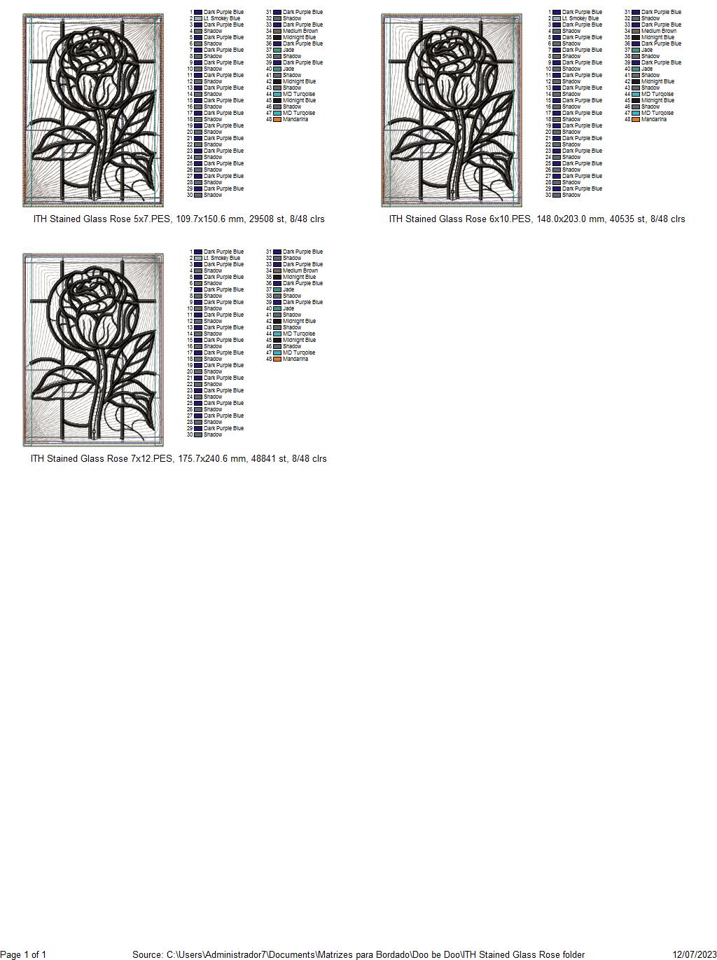 Stained Glass Rose Mug Rug - ITH Project - Machine Embroidery Design