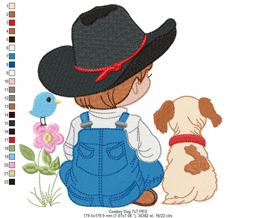 Best Friends Cowboy & Pup π β Fill Stitch β Machine Embroidery Design