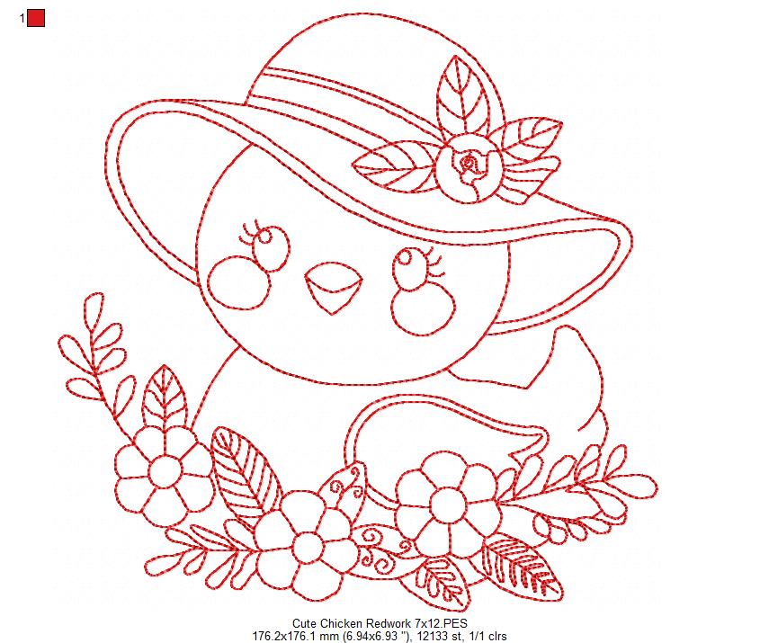 Cute Chicken with hat Dish Cloth Hanger - ITH Project - Machine Embroidery Design