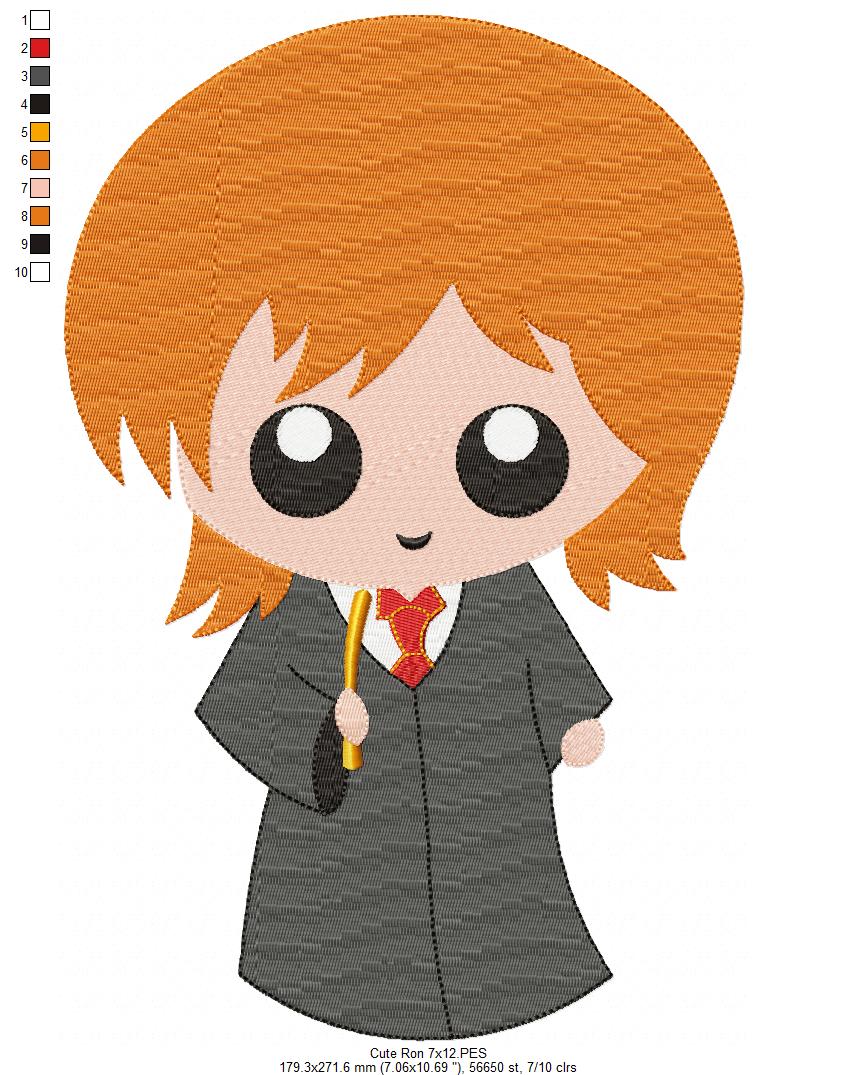 Cute Wizard Boy Ginger Hair - Fill Stitch Embroidery