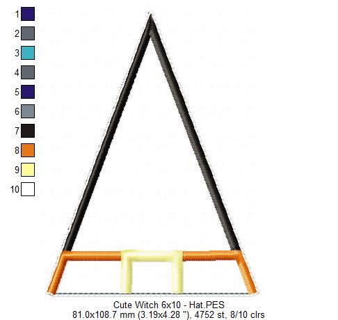 Cute Witch Ornament - ITH Project - Machine Embroidery Design