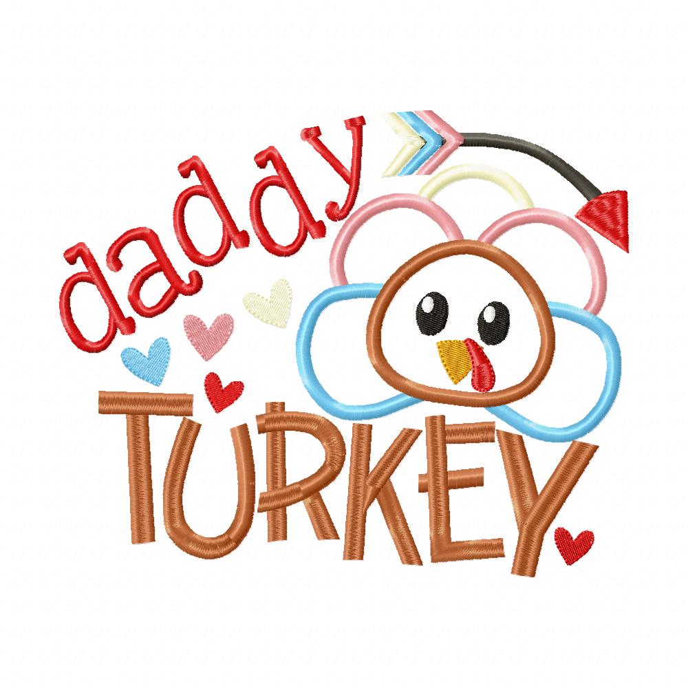 Thanksgiving Family Turkey - Applique Embroidery - Set of 8 Designs