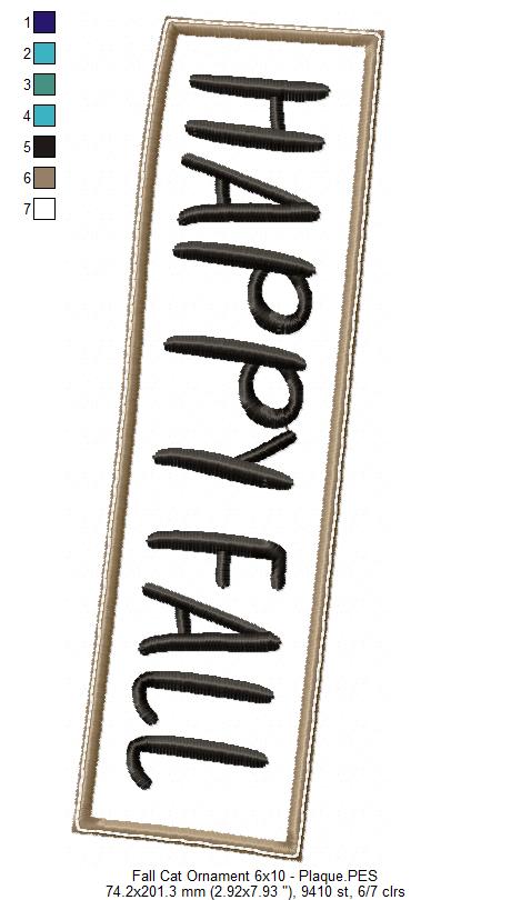 Happy Fall Cat Ornament - ITH Project - Machine Embroidery Design