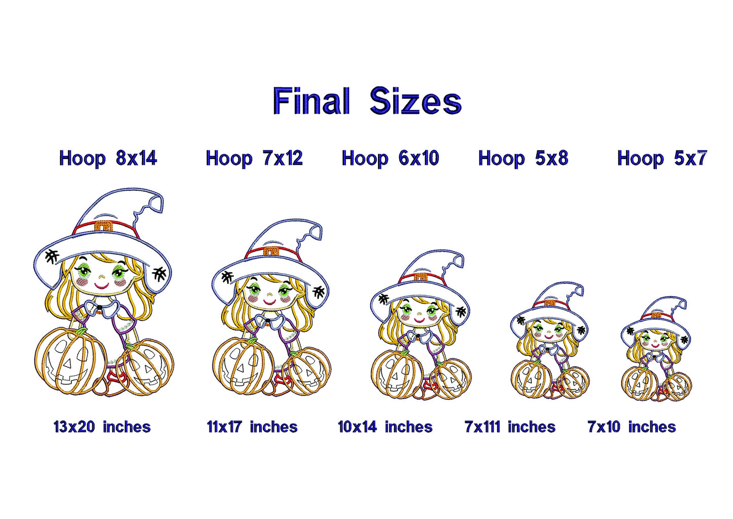 Little Witch with Pumpkins - ITH Project - Machine Embroidery Design