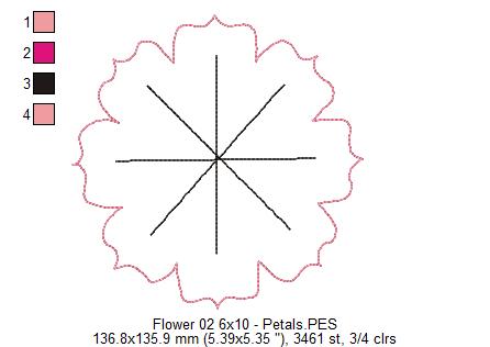 Spring Pink Flower - ITH Project - Machine Embroidery Design