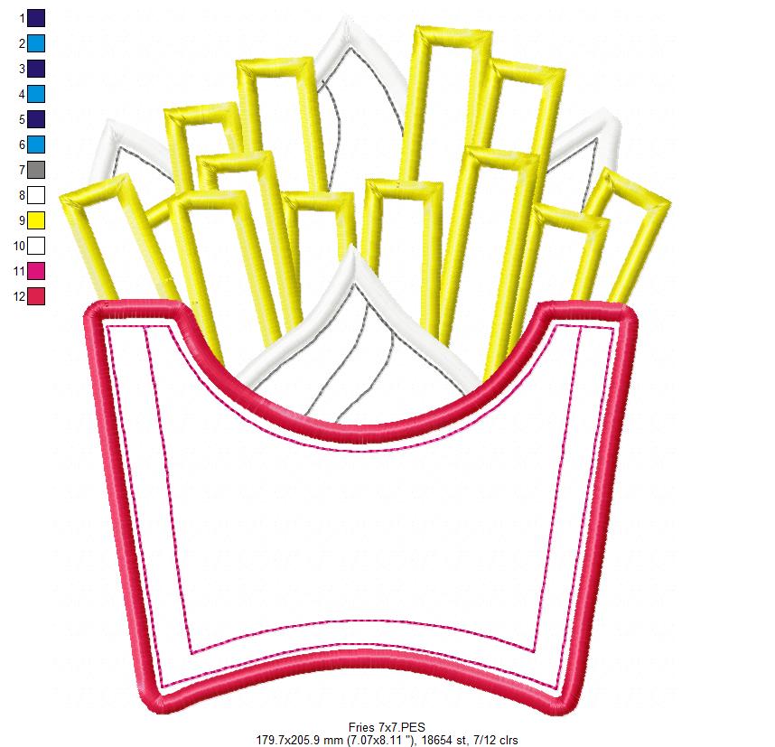French Fries - Applique - Machine Embroidery Design