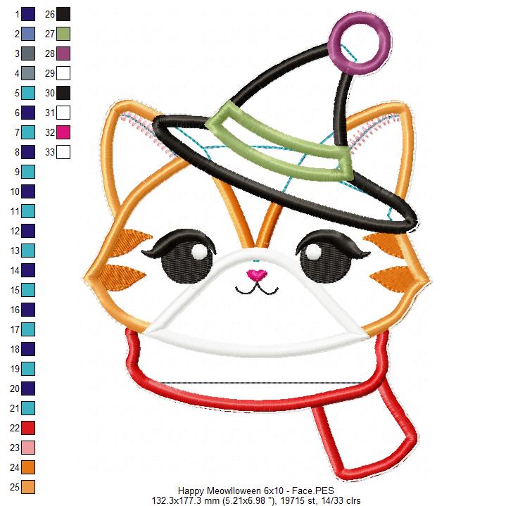 Happy Meowlloween Bookmarker - ITH Project - Machine Embroidery Design