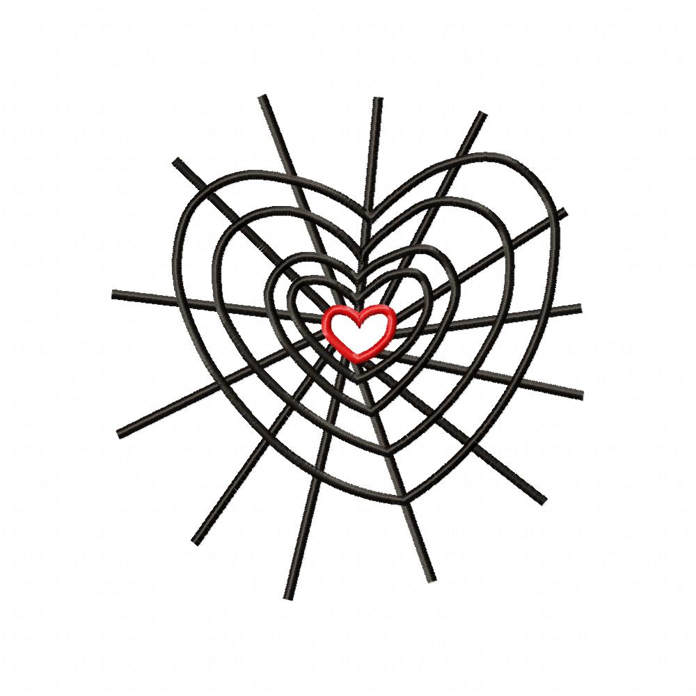Halloween Heart Spider Web - Fill Stitch Embroidery