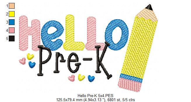 Hello Pre K Pencil - Rippled Stitch