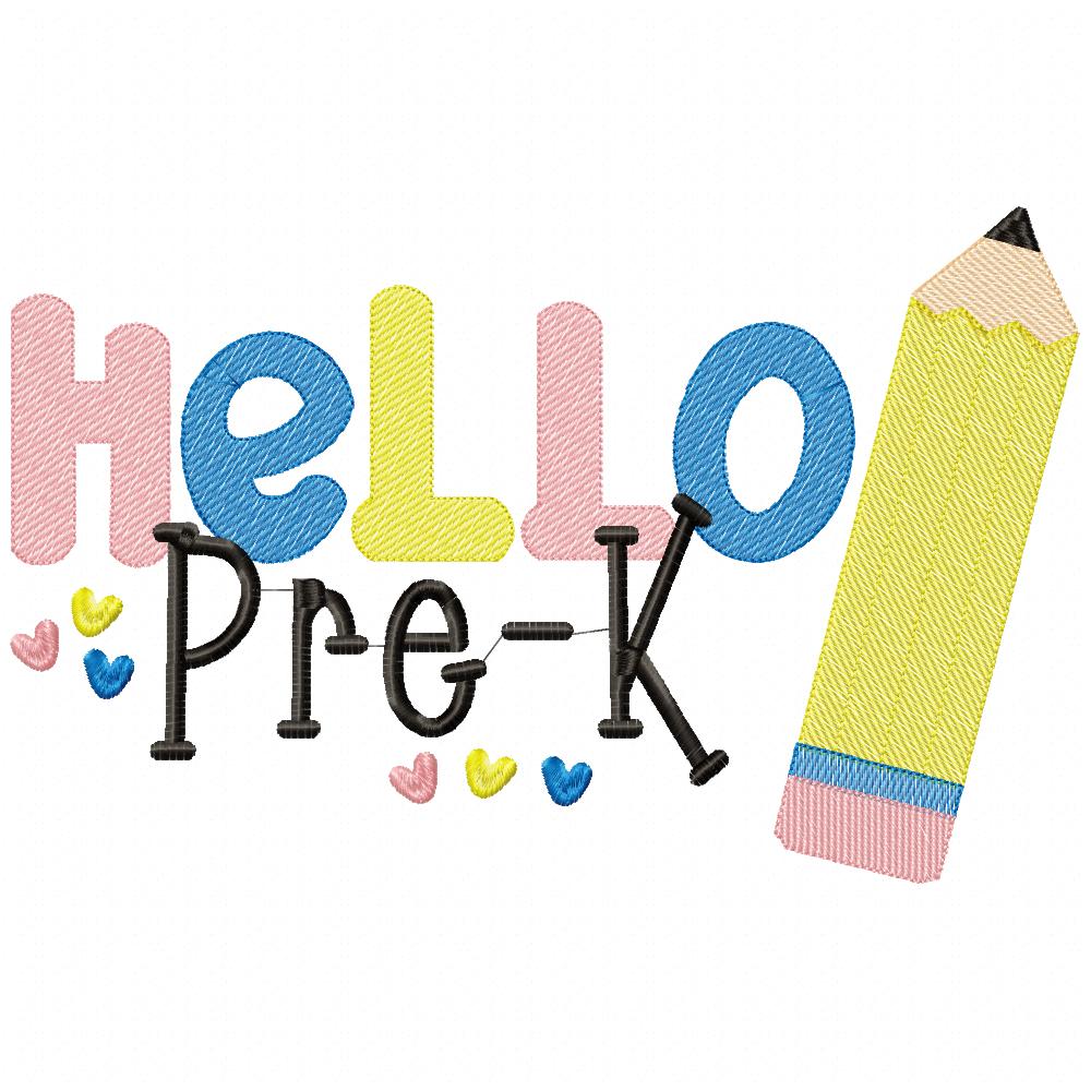 Hello Pre K Pencil - Rippled Stitch