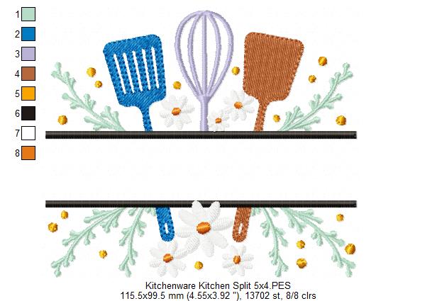 Kitchenware Kitchen Split - Fill Stitch - Machine Embroidery Design