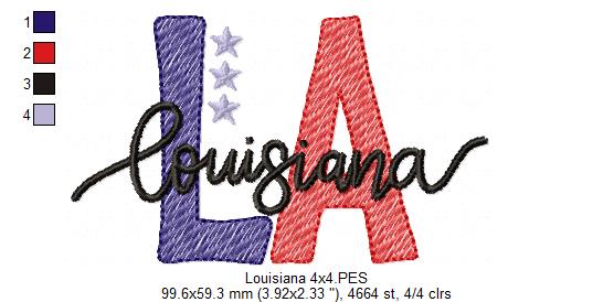 Louisiana LA Stars - Rippled Stitch - Machine Embroidery Design