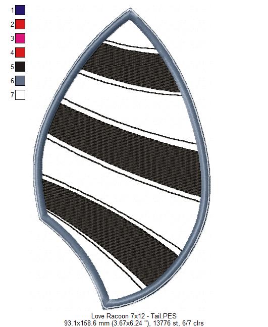 Love Racoon Ornament - ITH Project - Machine Embroidery Design