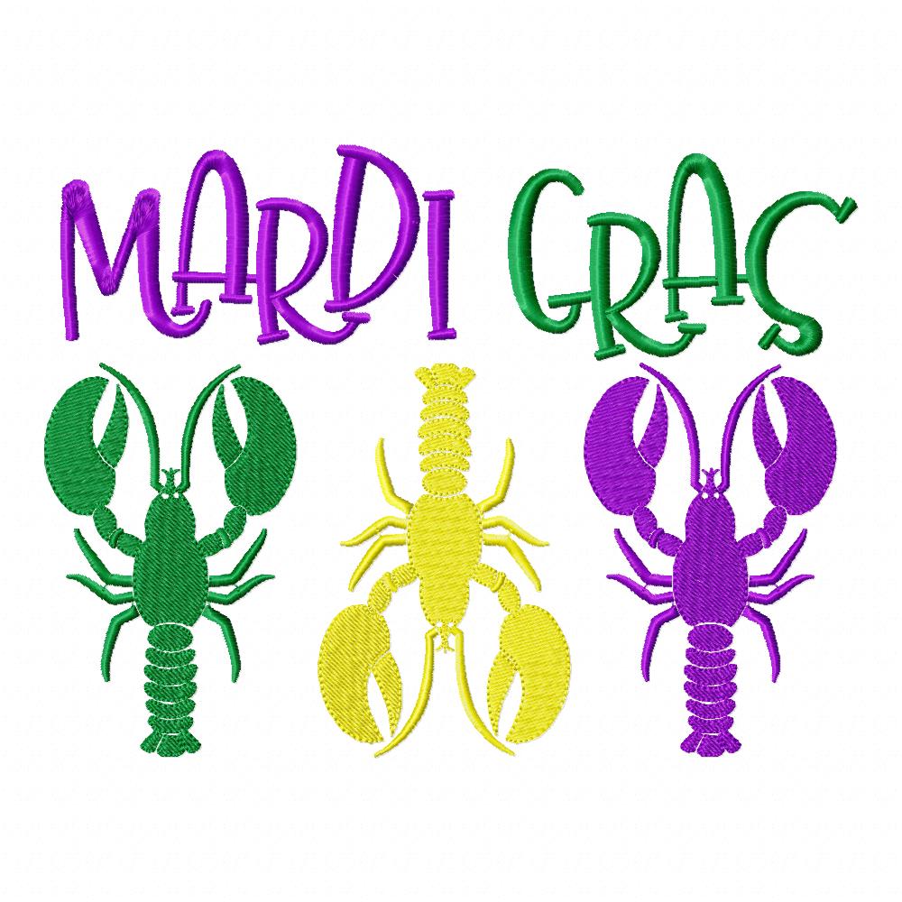 Crawfish Mardi Gras - Fill Stitch - Machine Embroidery Design