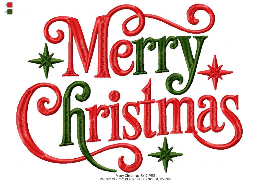 Sweet Merry Christmas Swirls – Satin Stitch – Machine Embroidery Design