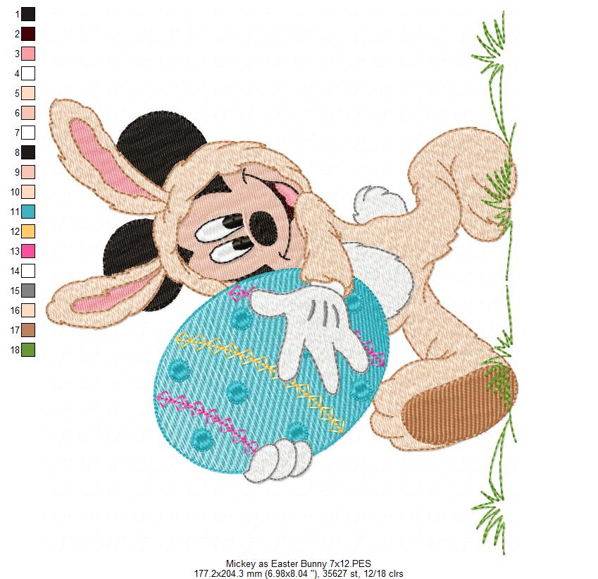 Mouse Boy as Easter Bunny - Fill Stitch Embroidery