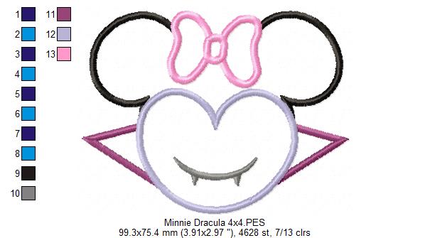 Mouse Ears Girl Dracula - Applique Embroidery
