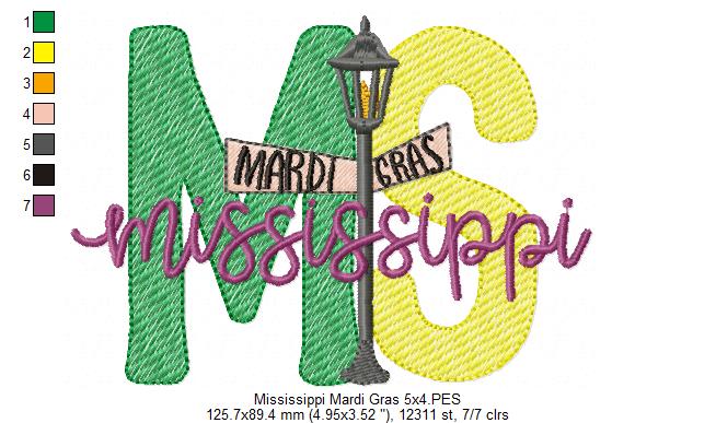 Mississippi Mardi Gras - Fill Stitch - Machine Embroidery Design