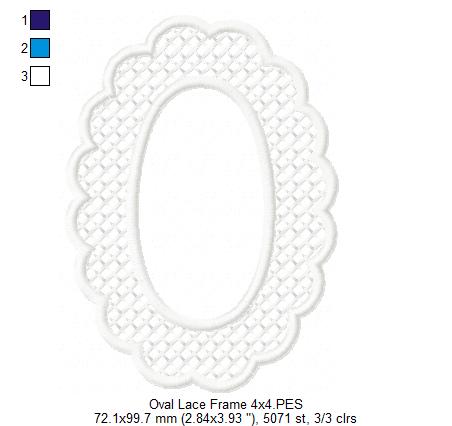 Delicate Oval Lace Frame - Applique - Machine Embroidery Design