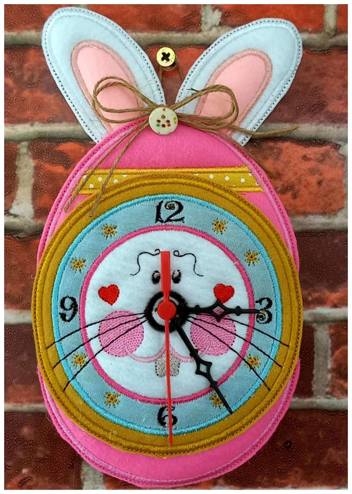 Bunny Clock Ornament - ITH Project - Machine Embroidery Design