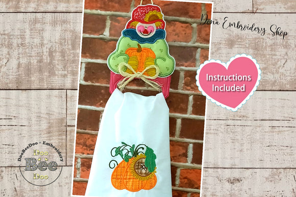 Scarecrow Dish Cloth Hanger - ITH Project - Machine Embroidery Design
