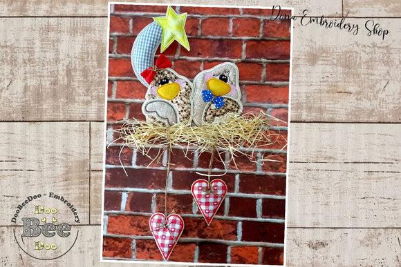 Love Birds Ornament - ITH Project - Machine Embroidery Design