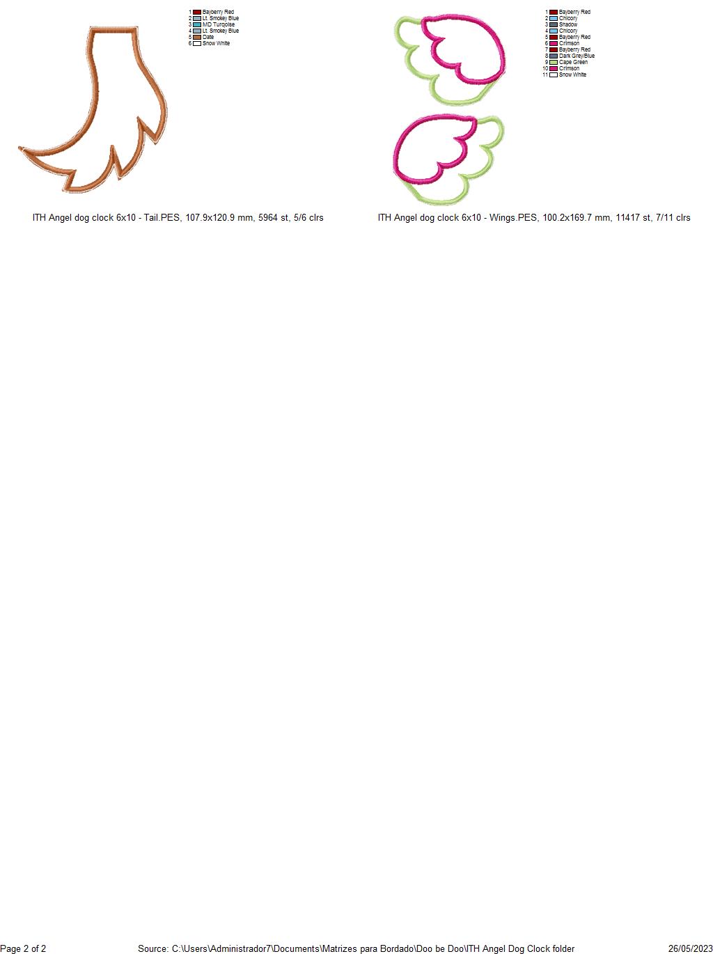 Dog and Cat Angel Clocks Set - ITH Project - Machine Embroidery Design