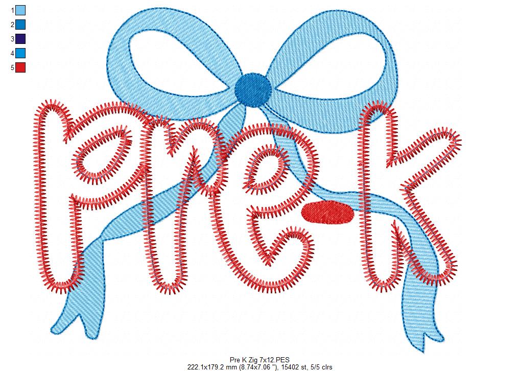 Pre-K Coquette Bow โ๏ธ โ Zigzag Applique โ Machine Embroidery Design