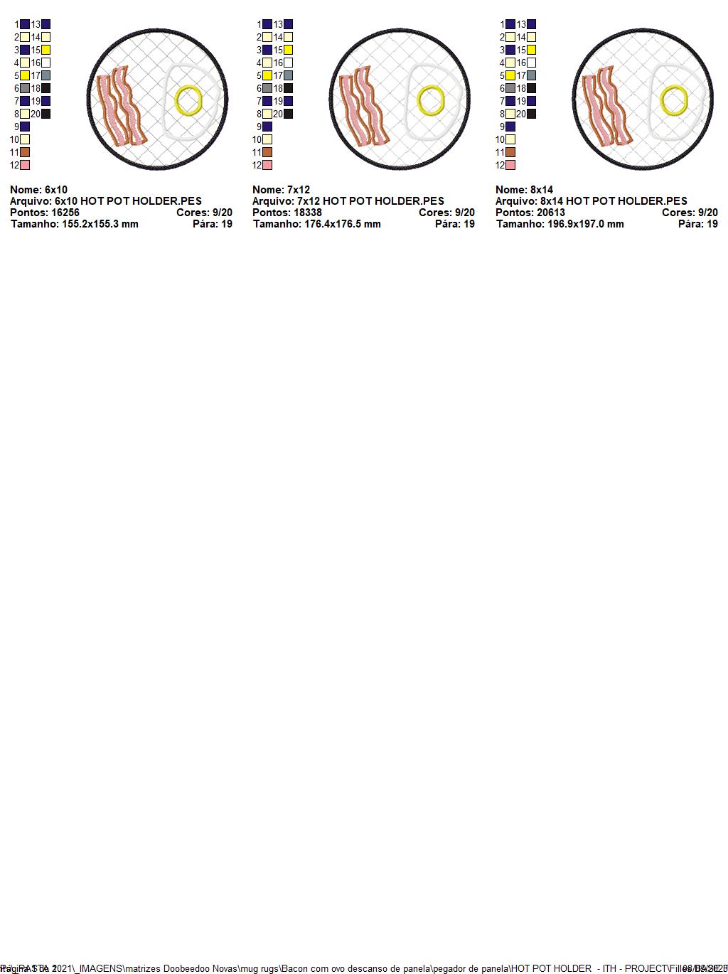 Eggs and Bacon Pot Holder Set - ITH Project - Machine Embroidery Design
