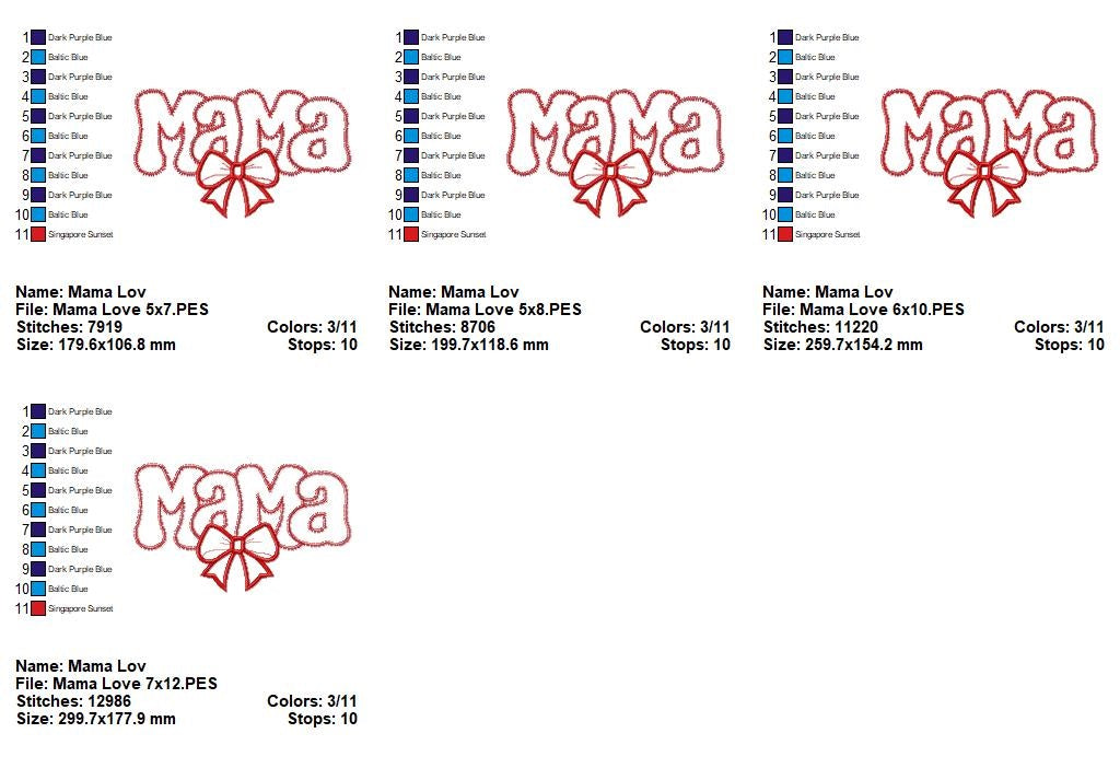 Valentines Mama - Applique - Machine Embroidery Design