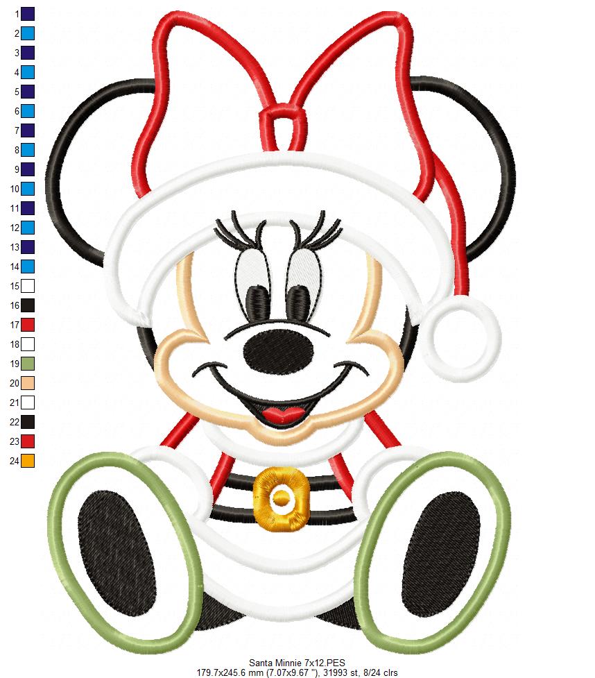 Christmas Minnie - Applique - Machine Embroidery Design