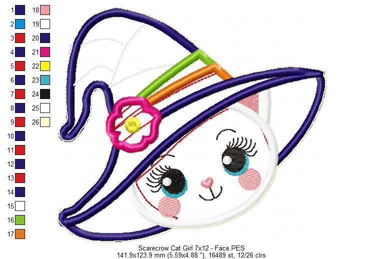 Scarecrow Cat Girl Ornament - ITH Project - Machine Embroidery Design