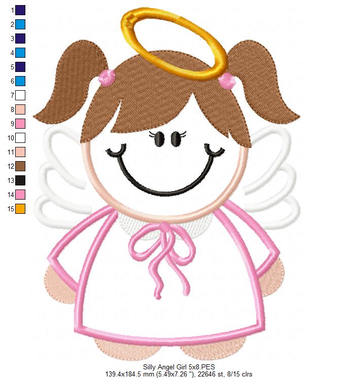 Silly Angel Girl - Applique Embroidery