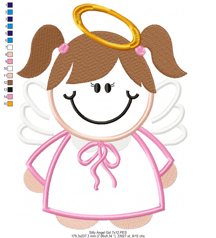 Silly Angel Boy and Girl - Set of 2 Designs - Applique Embroidery