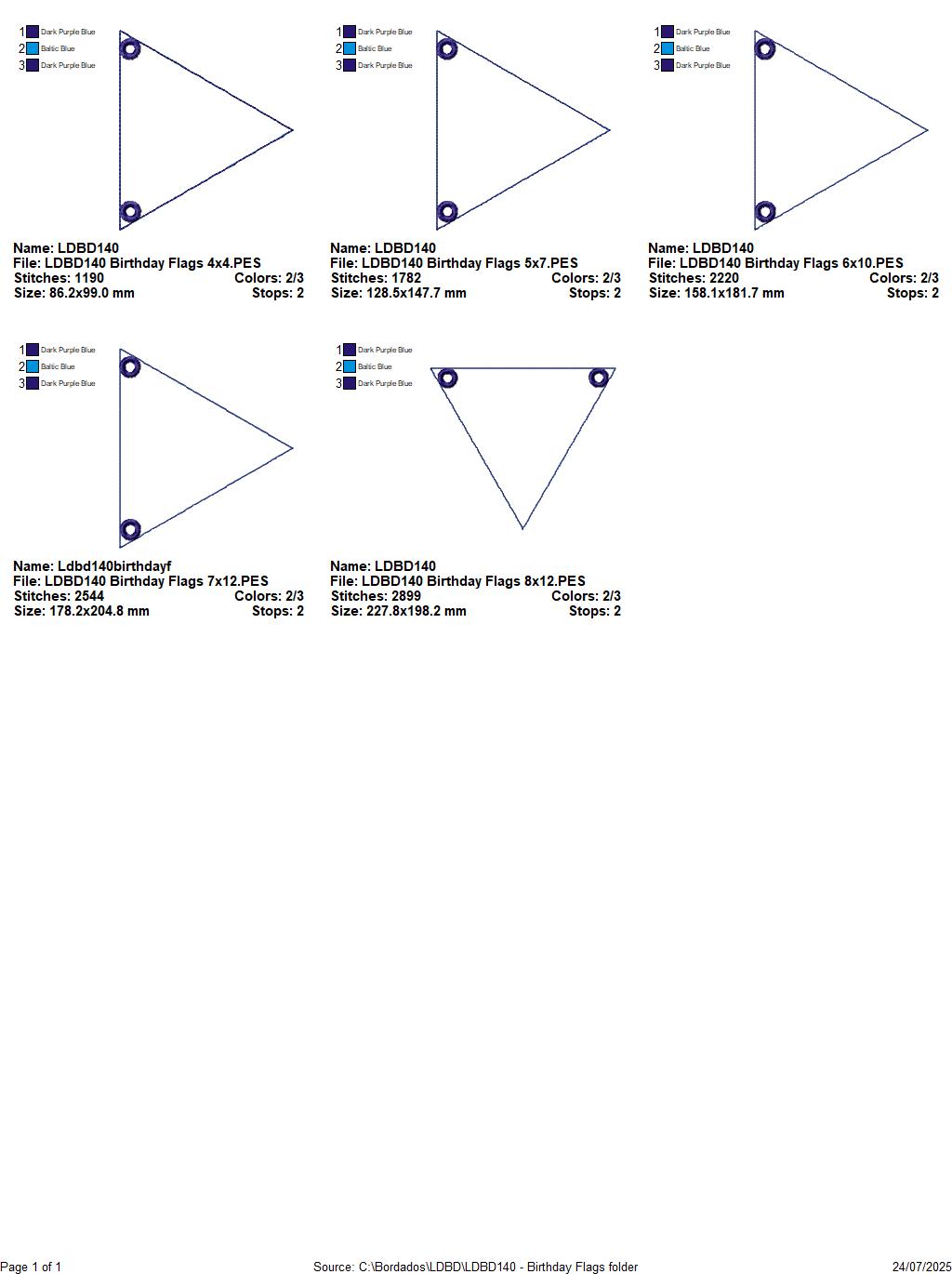 Birthday Flags β ITH Project β Machine Embroidery Design