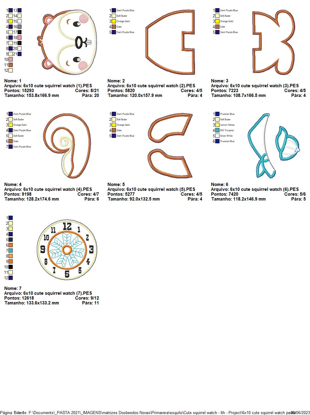 Cute Squirrel Clock - ITH Project - Machine Embroidery Design