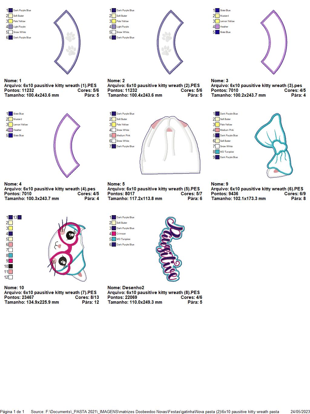 Pausitive Kitty Wreath - ITH Project - Machine Embroidery Design