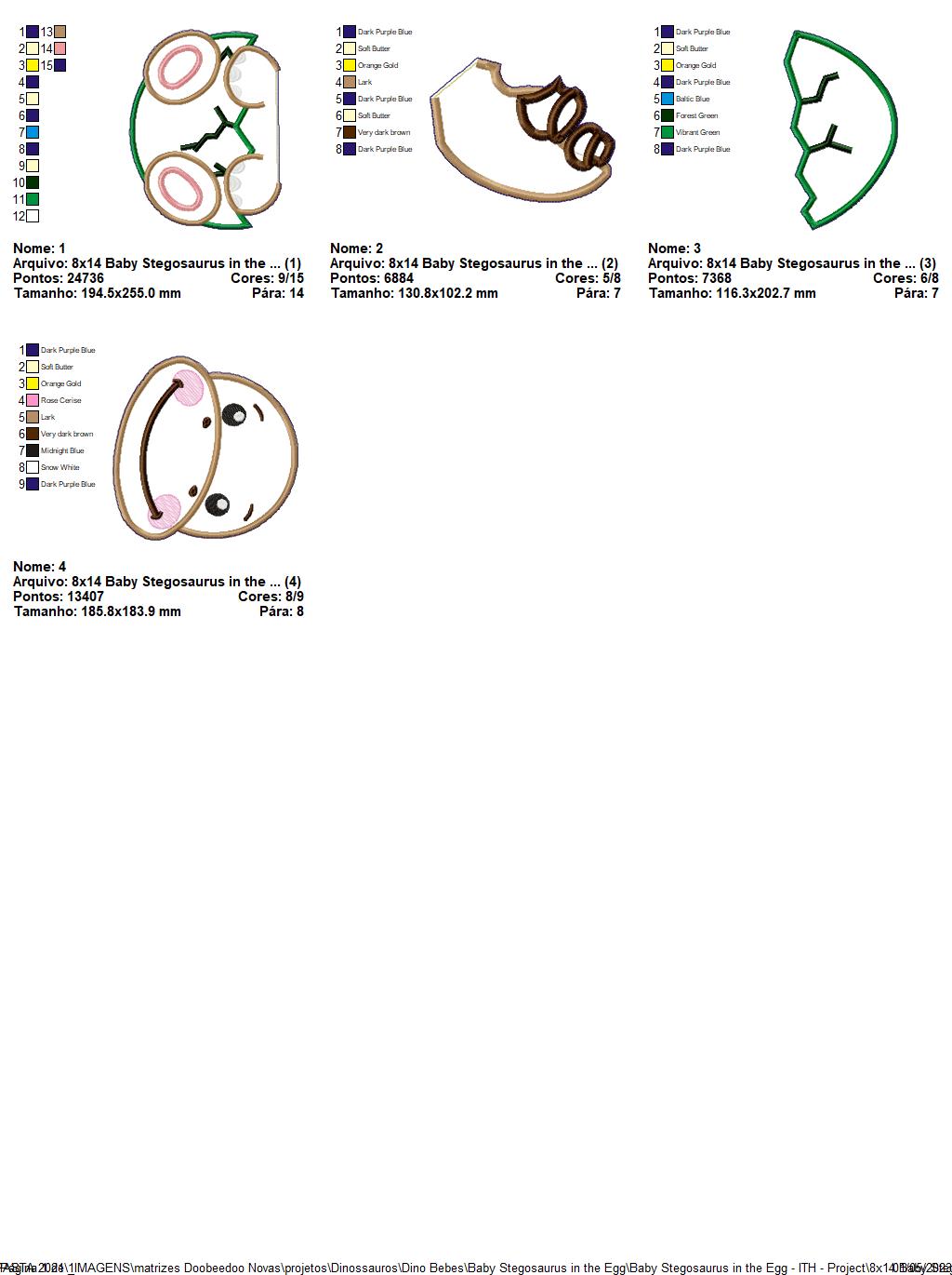 Baby Stegosaurus in the Egg Ornament - ITH Project - Machine Embroidery Design