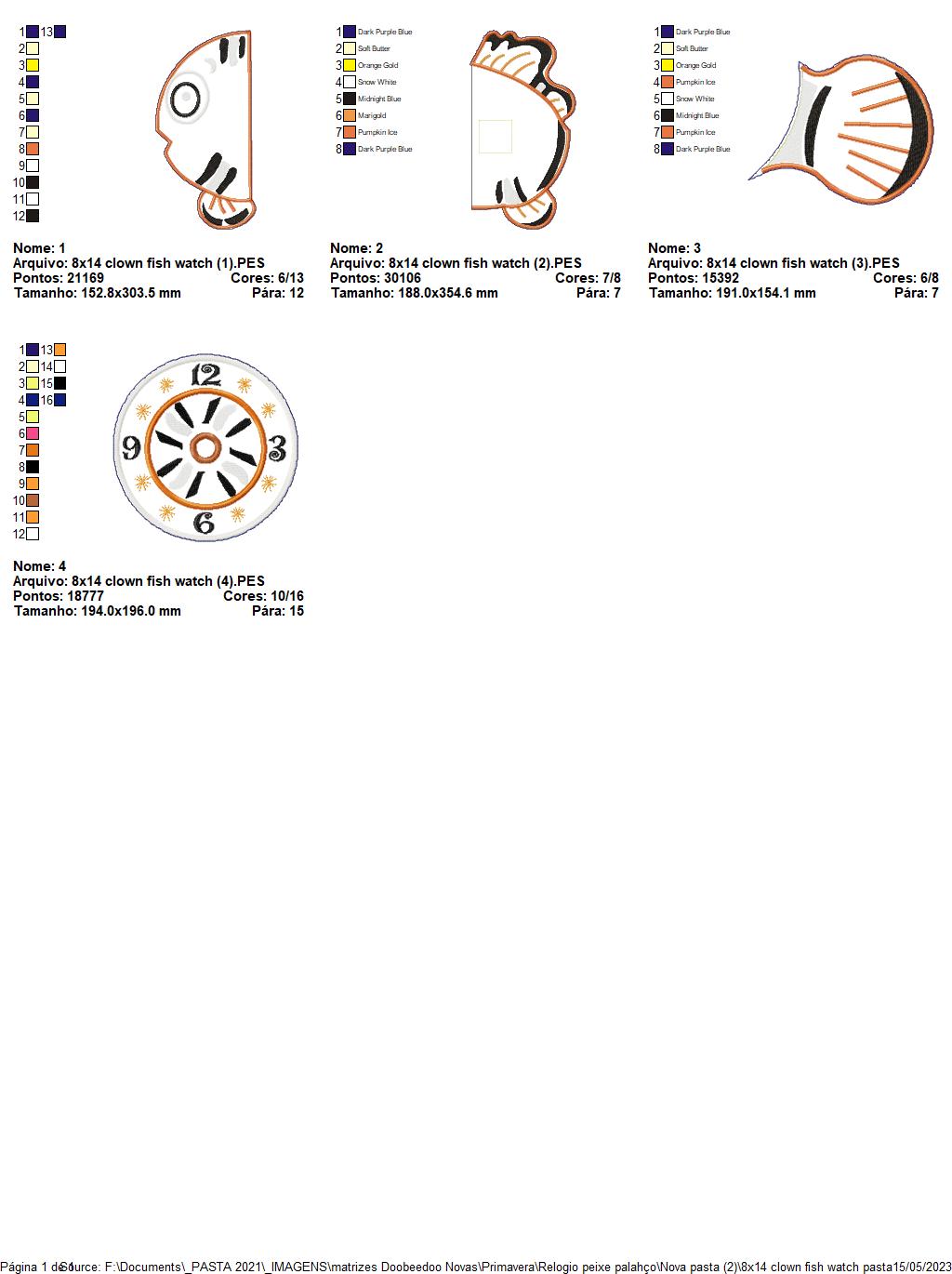 Clown Fish Clock - ITH Project - Machine Embroidery Design