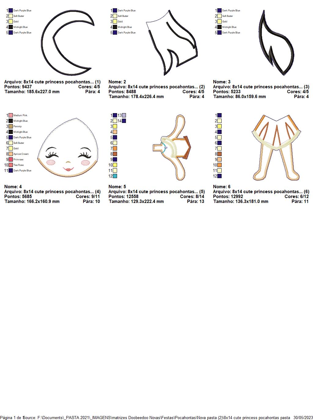 Cute Princess Pocahontas Ornament - ITH Project - Machine Embroidery Design