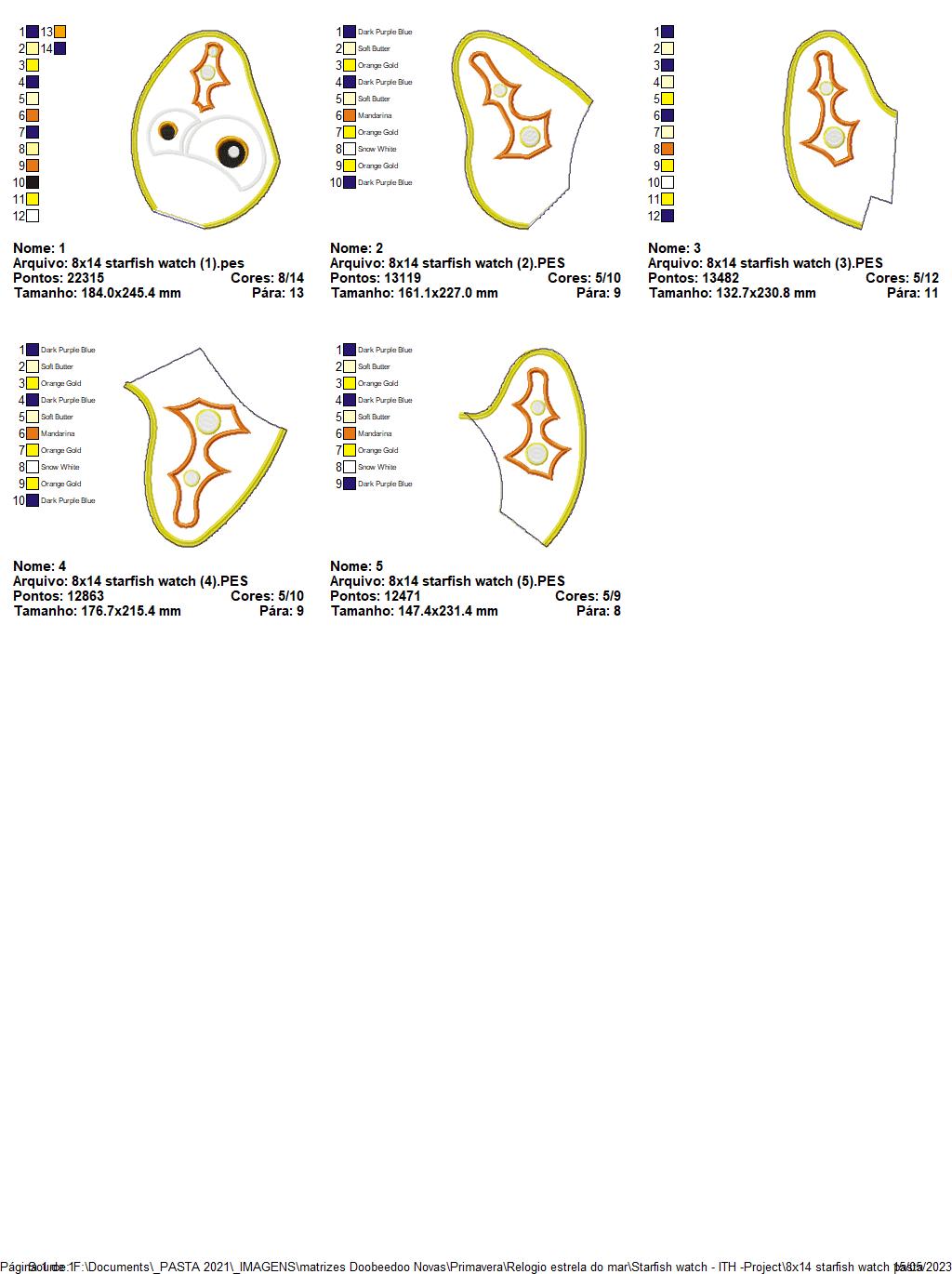 Starfish Clock - ITH Project - Machine Embroidery Design